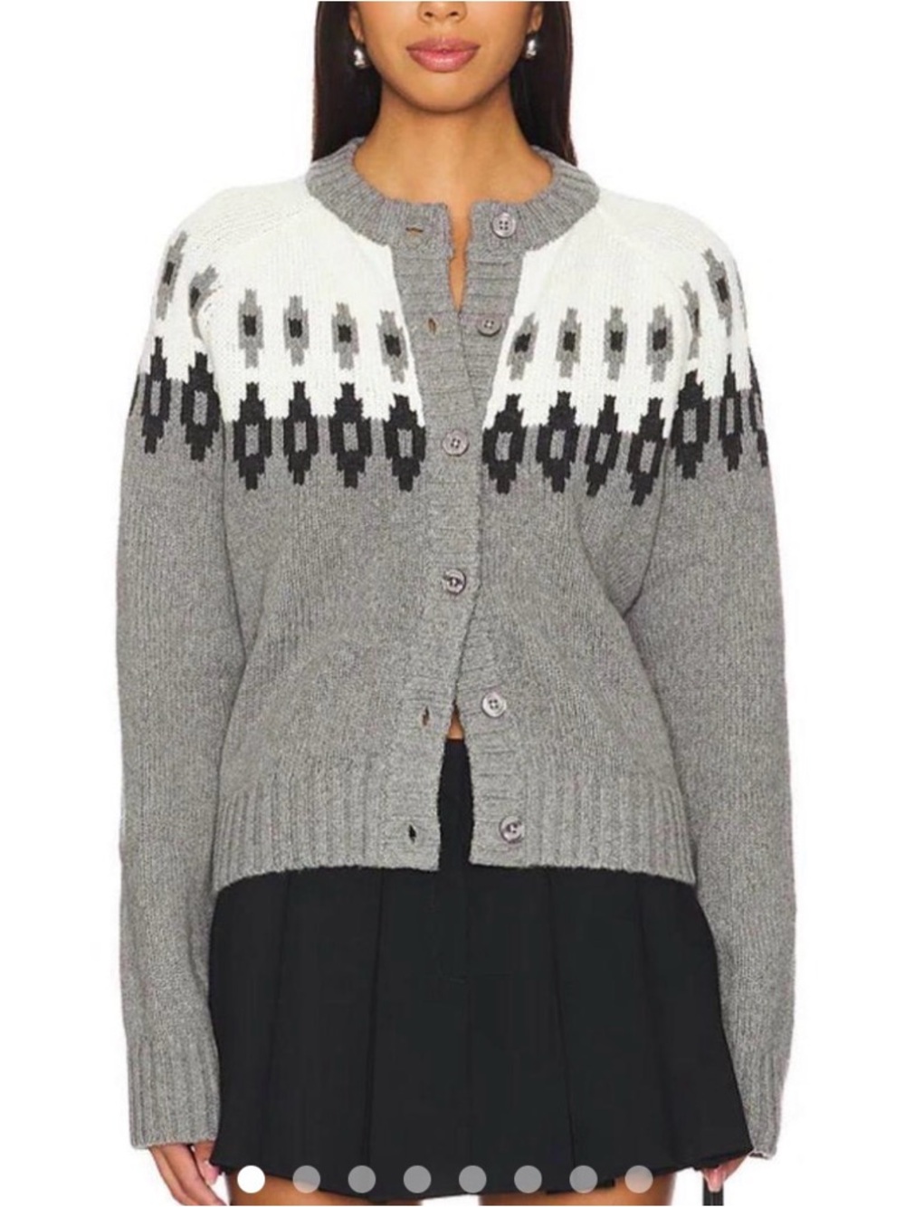 KULE Gray and Cream Colorblock Knit Sweater